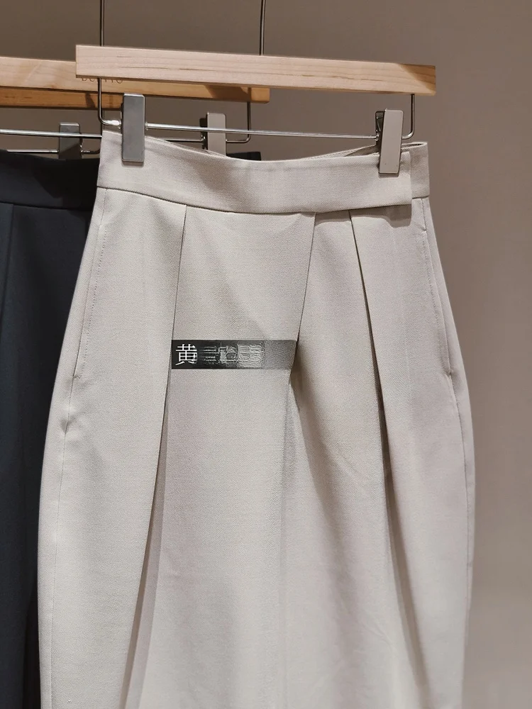 

Duetto Acetate Wool Lyocell Magic Tape Elastic Waist Pleated Suit f-length Skirt Faionable Busin Women's Skirt