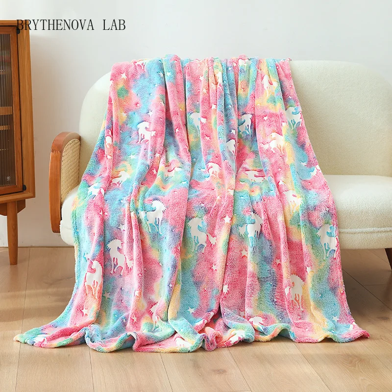 Glow in the Dark Blanket Unicorns Gifts for Girls, Unicorn Blankets, Party Girls Toys, Soft Kids Blankets for Home Bedroom