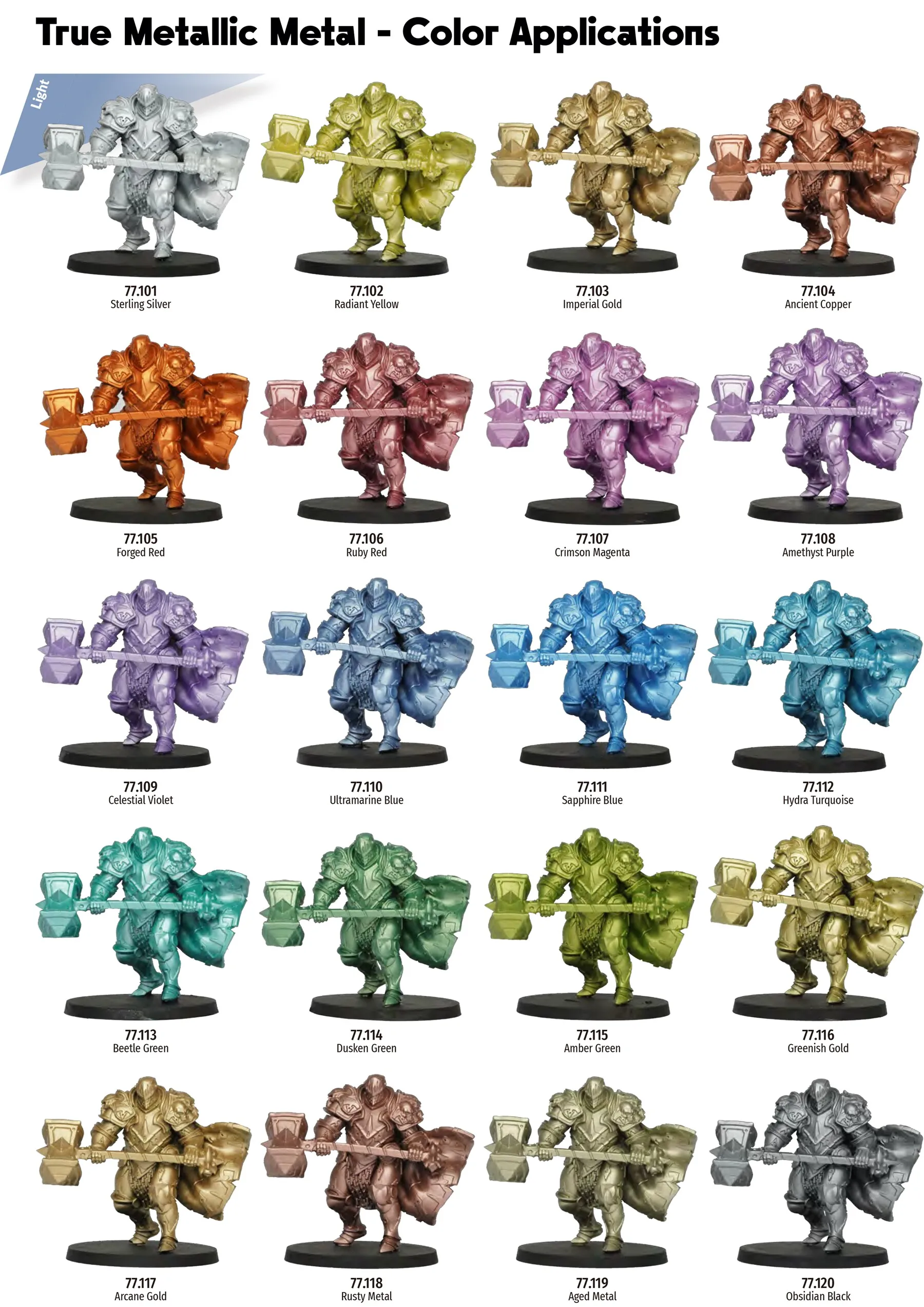 Vallejo Spain AV Hand Painting Coloring Model Game TMM Metal Series Spray Painting Color Water-based 20 Colors 18ml