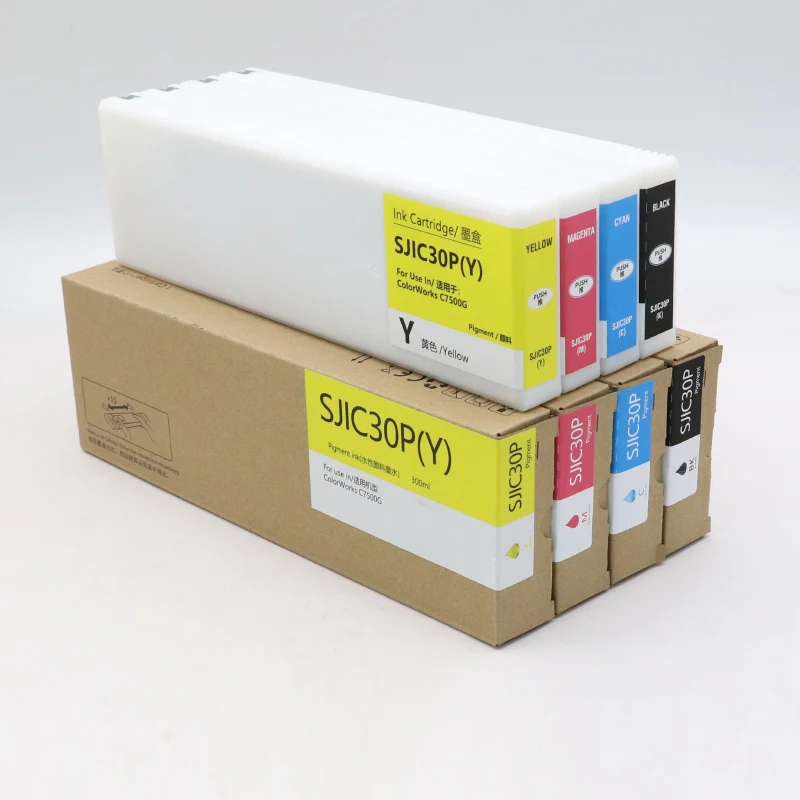 300ML SJIC30P Ink Cartridge Compatible For Epson TM-C7500G TM-C7500 GE-312 printer SJIC30P ink Cartridge Pigment four-colour