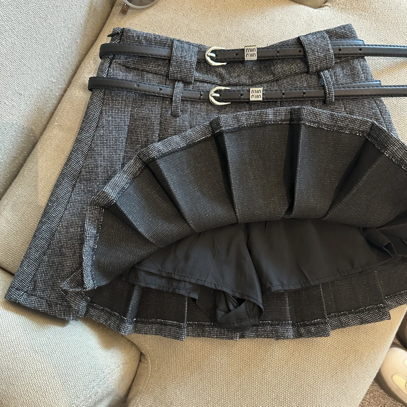 Damen Herbst Winter Braun Grau Lässiger Minirock Y2K Harajuku Niedliche Ästhetik 2000er Jahre College Retro Kurzer Rock Kleidung 2025 Neu