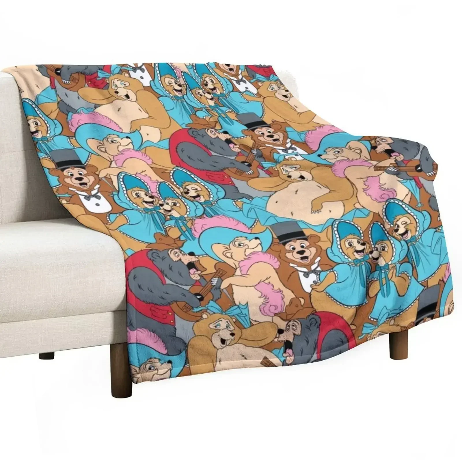 Country Bear Jamboree Pattern Throw Blanket Plaid on the sofa Cute Furrys warm winter Blankets