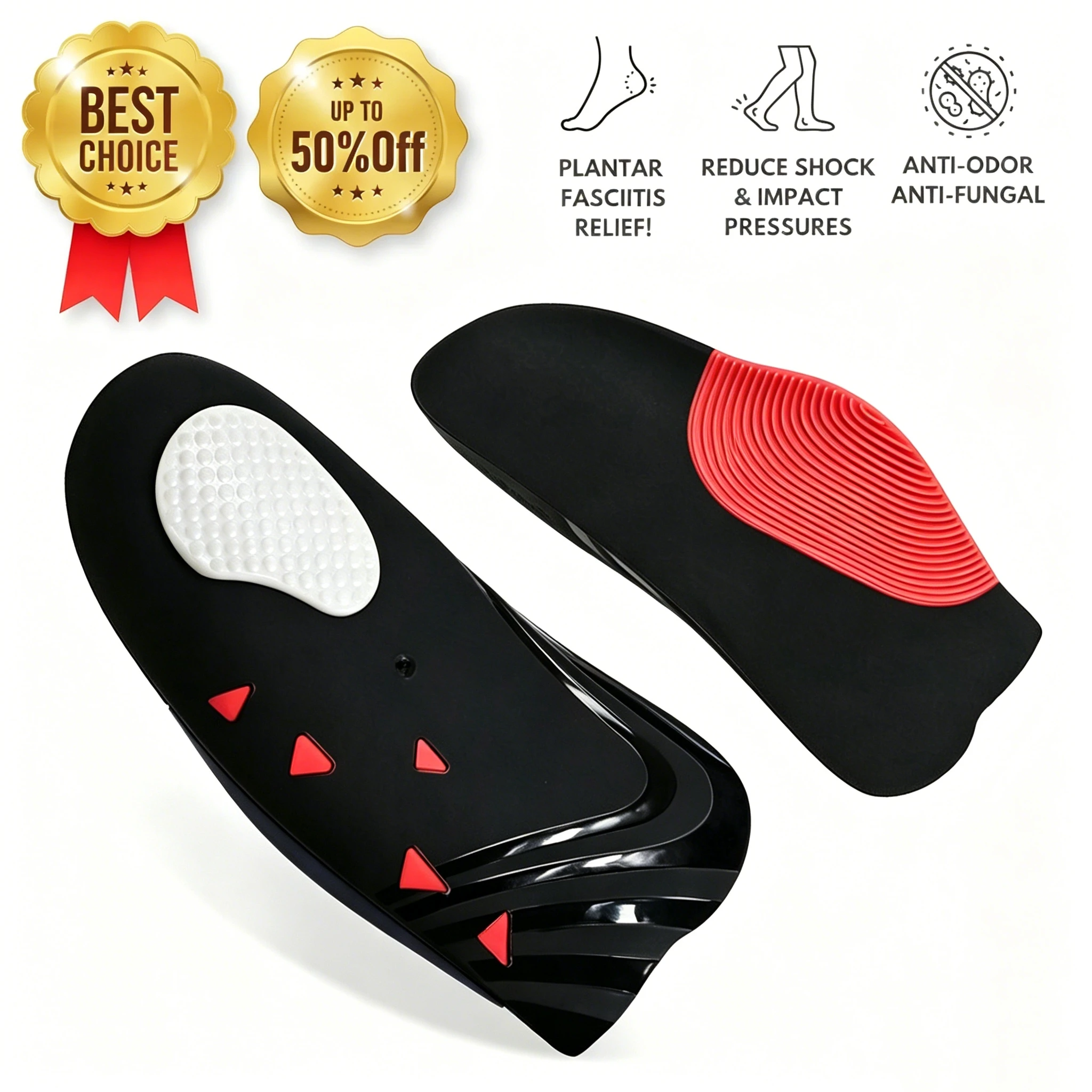 

Removable Arch Support Inserts for Men & Women - Adjustable Orthotic Insoles, 3/4-Length Anti-Slip TPU Shoe Inserts for Arch Alignment and Comfort, Ideal for Plantar Fasciitis Relief. Perfect for Daily Wear, Athletic Shoes, Trainers, and Casual Sneakers