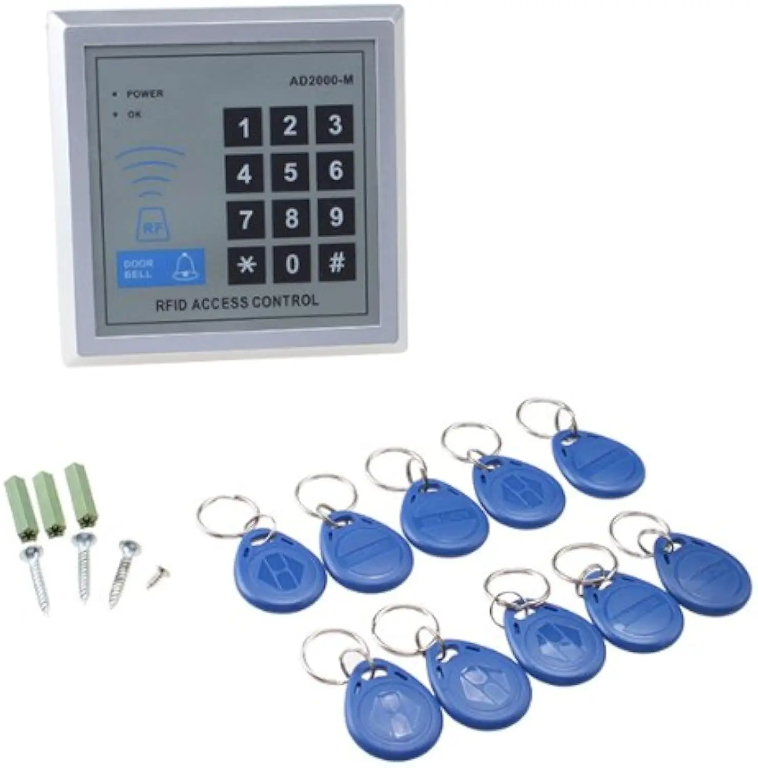 Zestaw systemu kontroli dostępu: elektromagnetyczny zamek 600lbs + klawiatura RFID i 10 breloków. |   Zasilacz 12V/3A