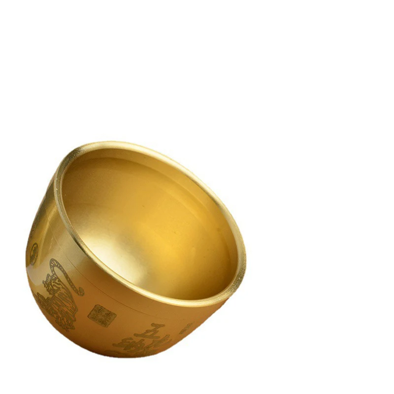 Feng Shui Treasure Bowl Vat Brass Copper Offering Bowl Small Serving Dessert Bowls Wealth Figurine Attract Wealth And Good Luck