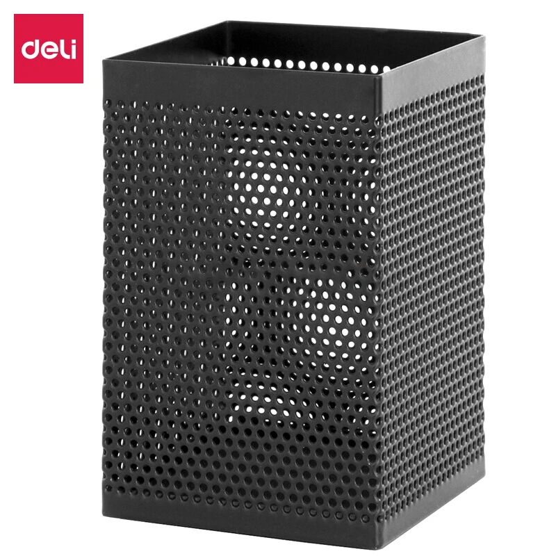 Deli 908/909 Metal Mesh Pen Stand Square And round Pen Holder for Desktop School Office Stationery Pencil Container Pen Pot