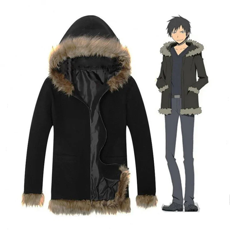 แฟนซีคอสเพลย์เครื่องแต่งกายเสื้อสีดํา Durarara Izaya Orihara เสื้อแจ็คเก็ต Unisex ผู้ชายผู้หญิง