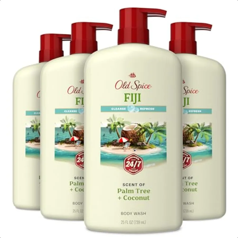 

Old Spice Body Wash for Men 24 7 Shower Fresh with Lasting Scent Cleanse Refresh Gentle on Skin Vitamin B3 Fiji with Palm Tree