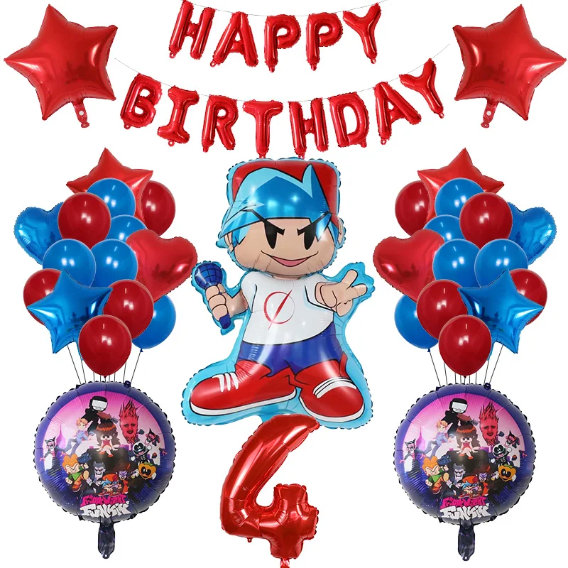 47Pcs Friday Night Birthday Balloon Cartoon Funkin Air Globos Children's Birth Day Party Baby Shower Home Decorations Kids Gifts