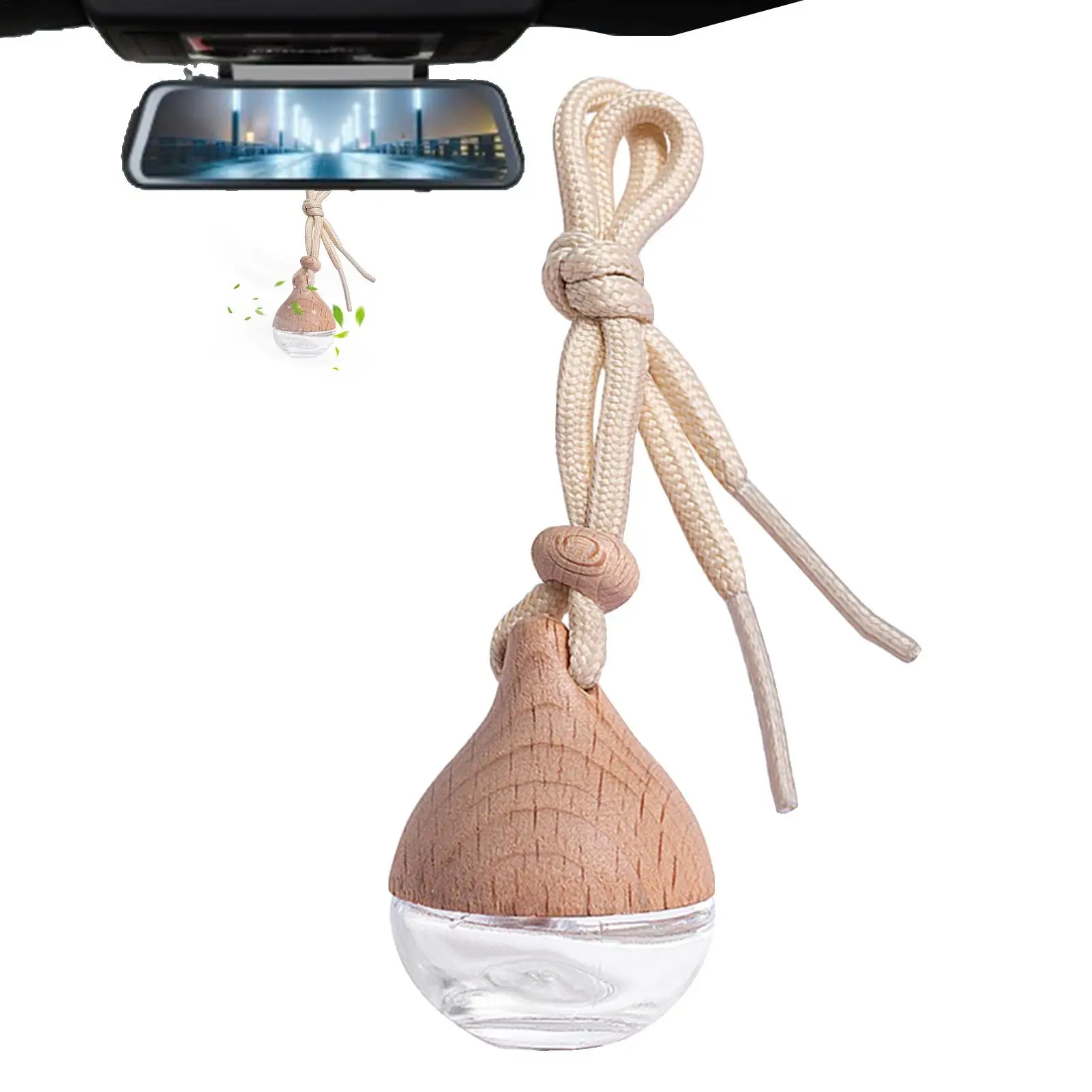 Flacon diffuseur de parfum pour voiture vide de 7 ml avec bouchon en bois, rechargeable, pour huiles essentielles