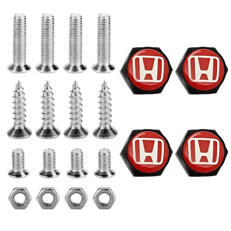 Car License Plate Bolts Frame Screws Caps for Honda Accord Civic Vezel Vision CRV CRZ Stream Crosstour FIT Odyssey City Jade