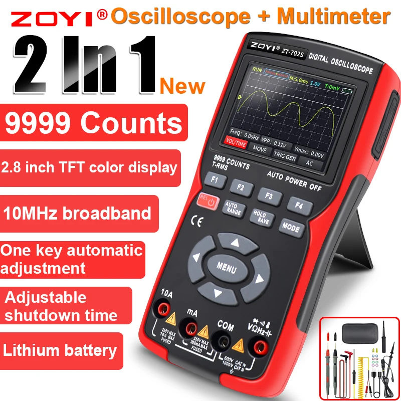 

ZOYI ZT-702S Digital Multimeter Auto True RMS Tranistor Probe 48M/S 10MHZ PC Waveform Data Storage Oscilloscope Multimetro Meter