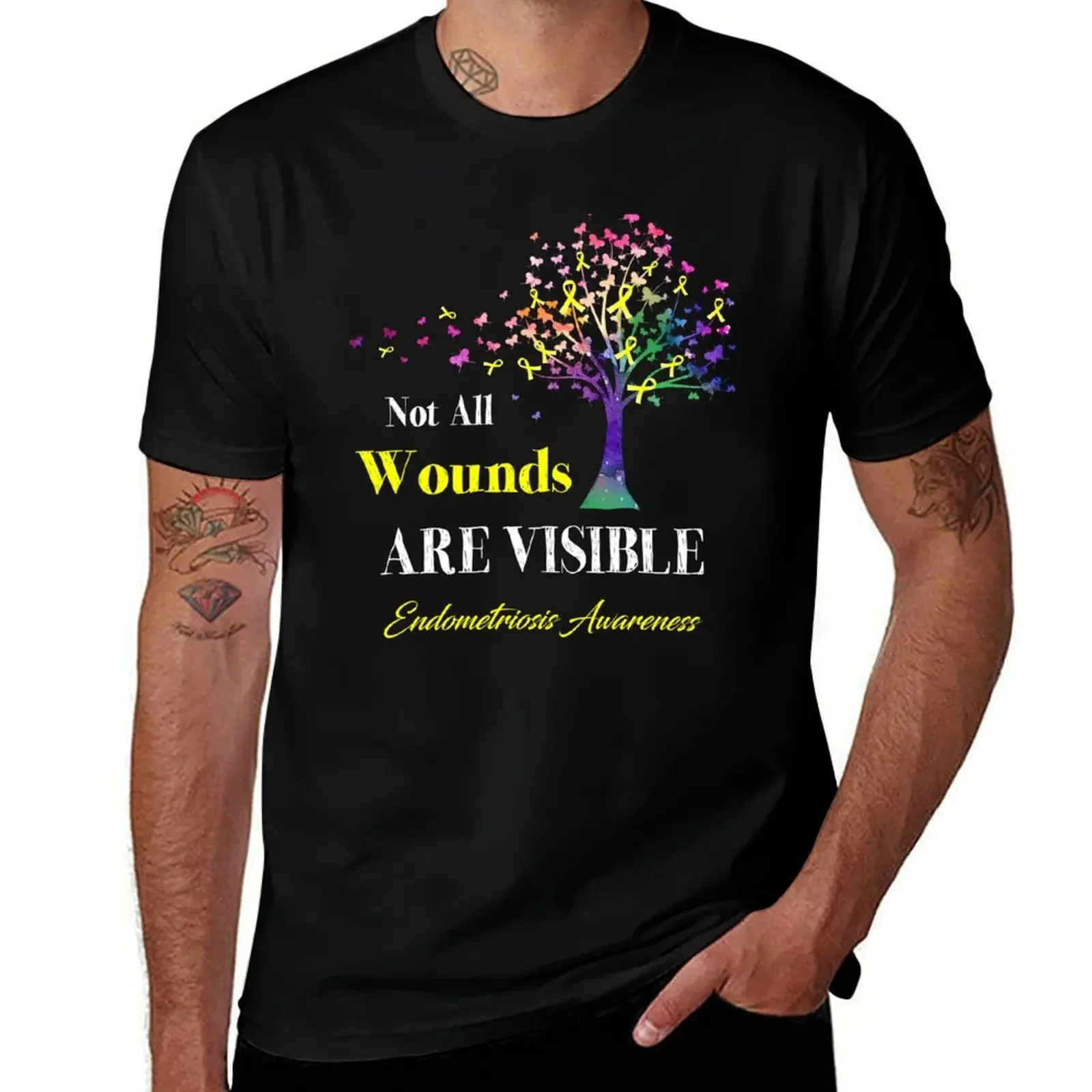 

Not All Wounds Are Visible Endometriosis Awareness T-Shirt tops blue archive heavy weight t shirts for men