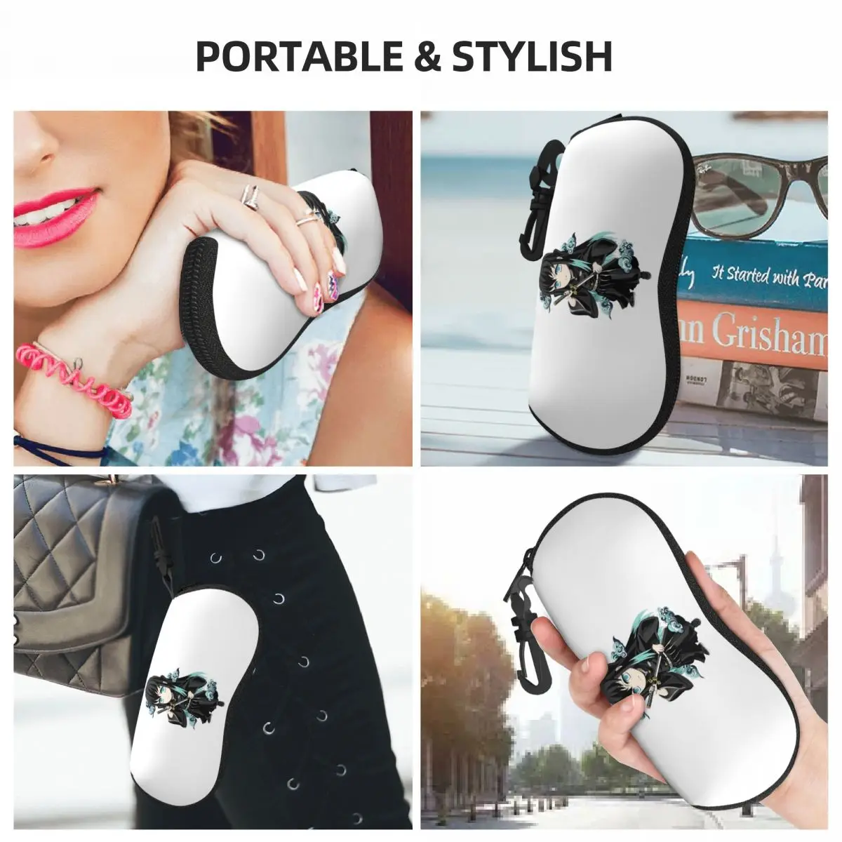 Chibi Mist Pillar Muichiro Tokito Shell gafas caso Protector gafas de sol caja mujeres hombres suave gafas bolsa bolsa