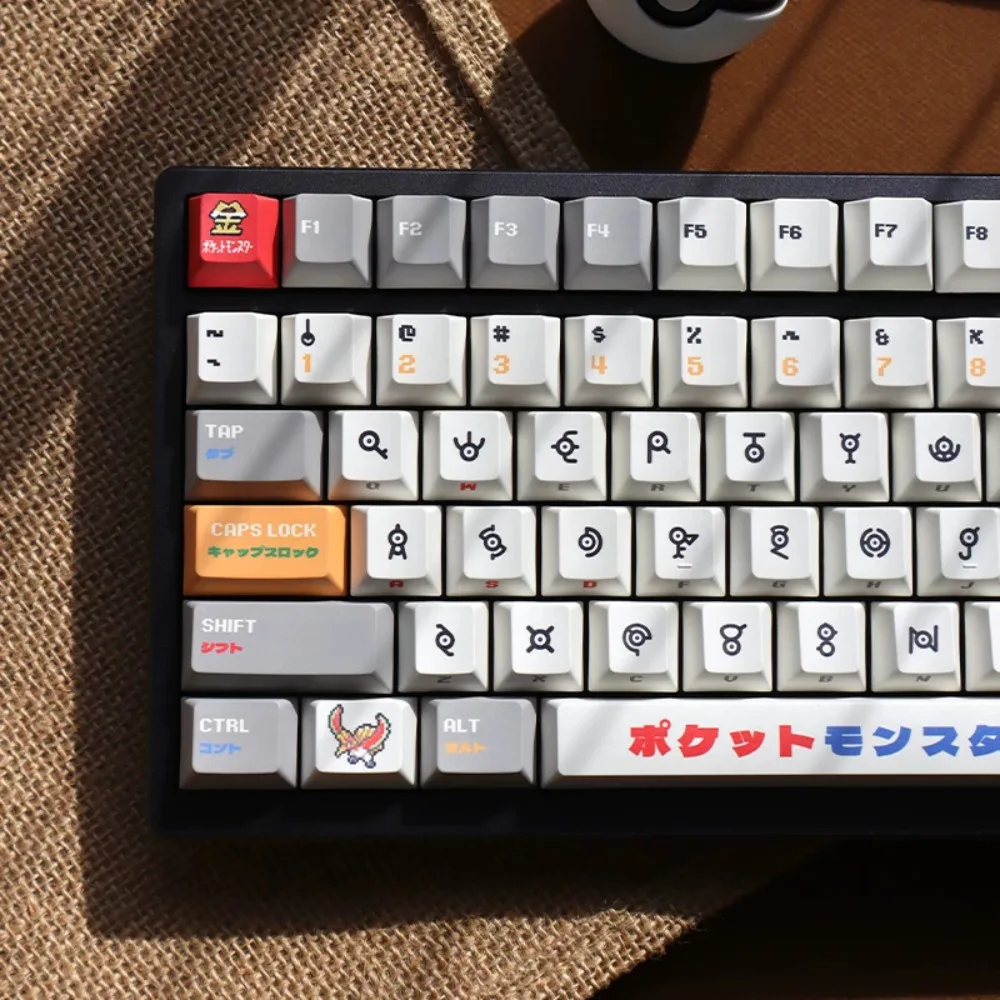 Pokémon Unown‌ Keycap Set Mechanical Keyboard Cross Axis Five Surfaces Dye Sublimation PBT Original Factory Height