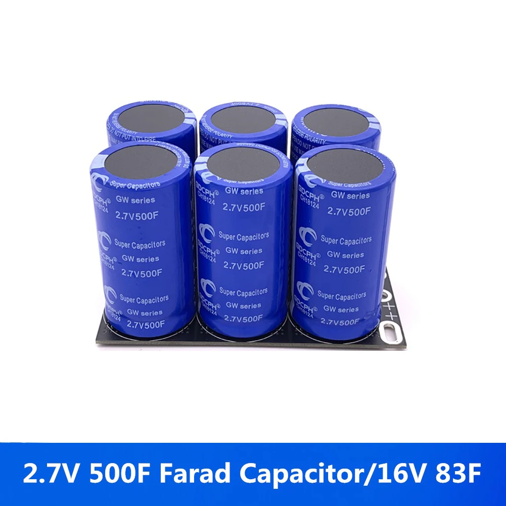 2.7V 500F Double Row Farad Capacitor Super Capacitor 16V 83F Automotive Super Farad Capacitor Module with Protective Board