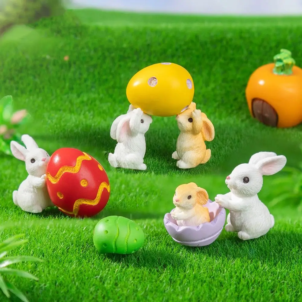 Multicolor Mini Easter Rabbit Figurine Resin Accessories Miniature Knickknacks Photo Props Handicraft Cartoon Buuny Statue