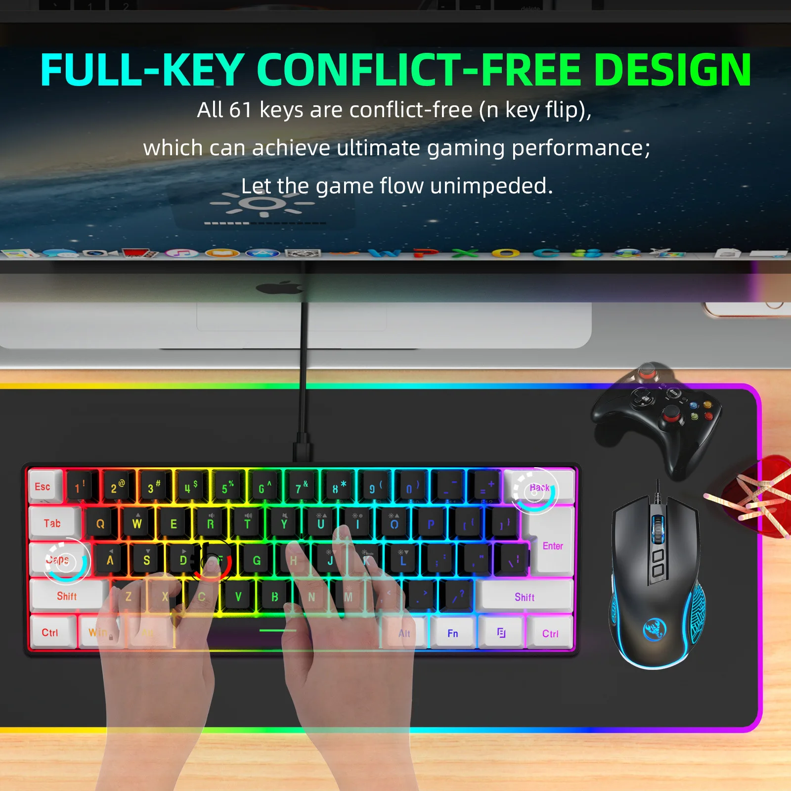 Teclado gamer 60% 61 teclas er - Gaming Keyboard Mouse Set avaliação e preço