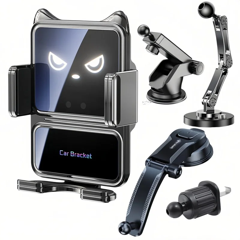 

15W Universal Car Wireless Charger Stand Auto Sensing 360 Rotating Ambient Light Mount for iPhone 17 16 15 14 Samsung S26 Cars