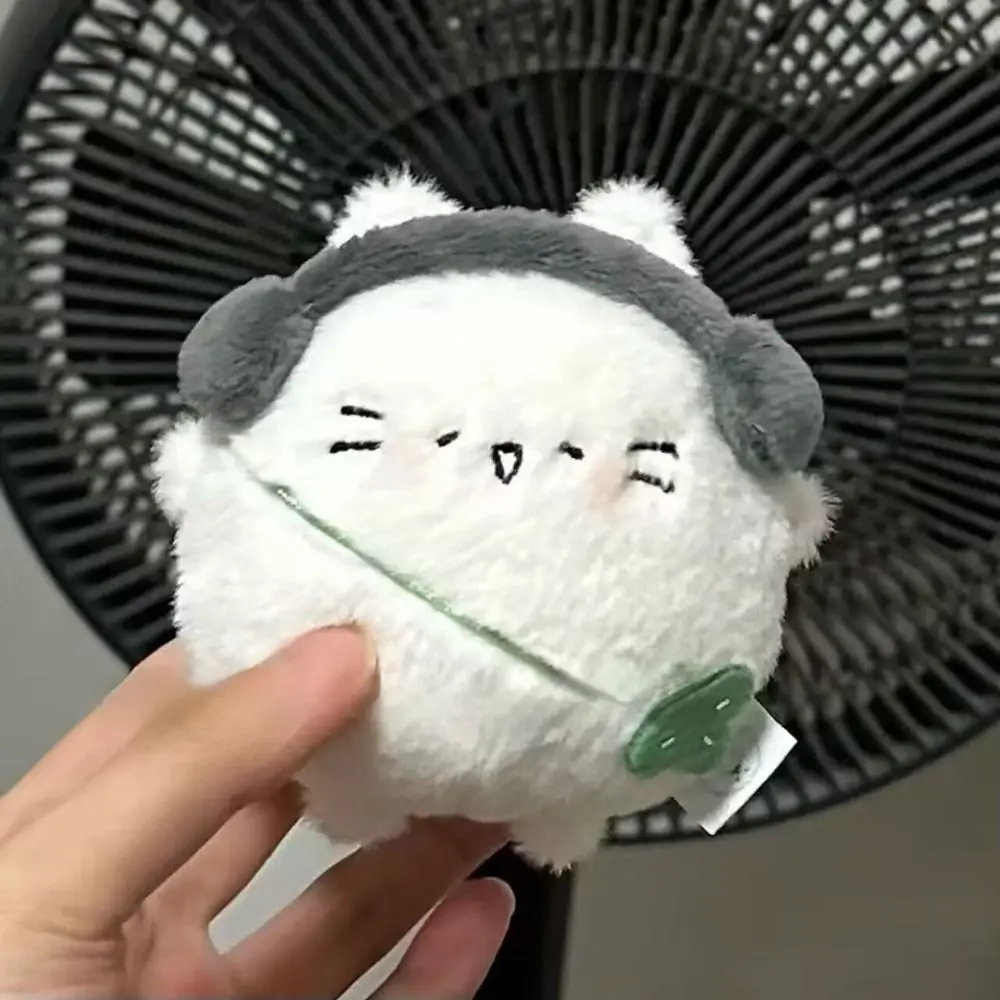 Four-leaf Clover Headphones Cat Keychain Stuffed Animal Backpack Ornaments Cherry Pudding Cat Keyring Kawaii Cartoon