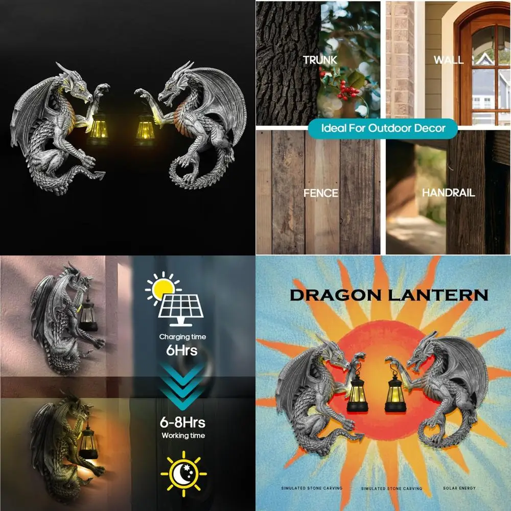 

Готический декор для крыльца с драконом на солнечной энергии, с наружными садовыми фонарями, идеальный подарок для мам и новогодних мероприятий