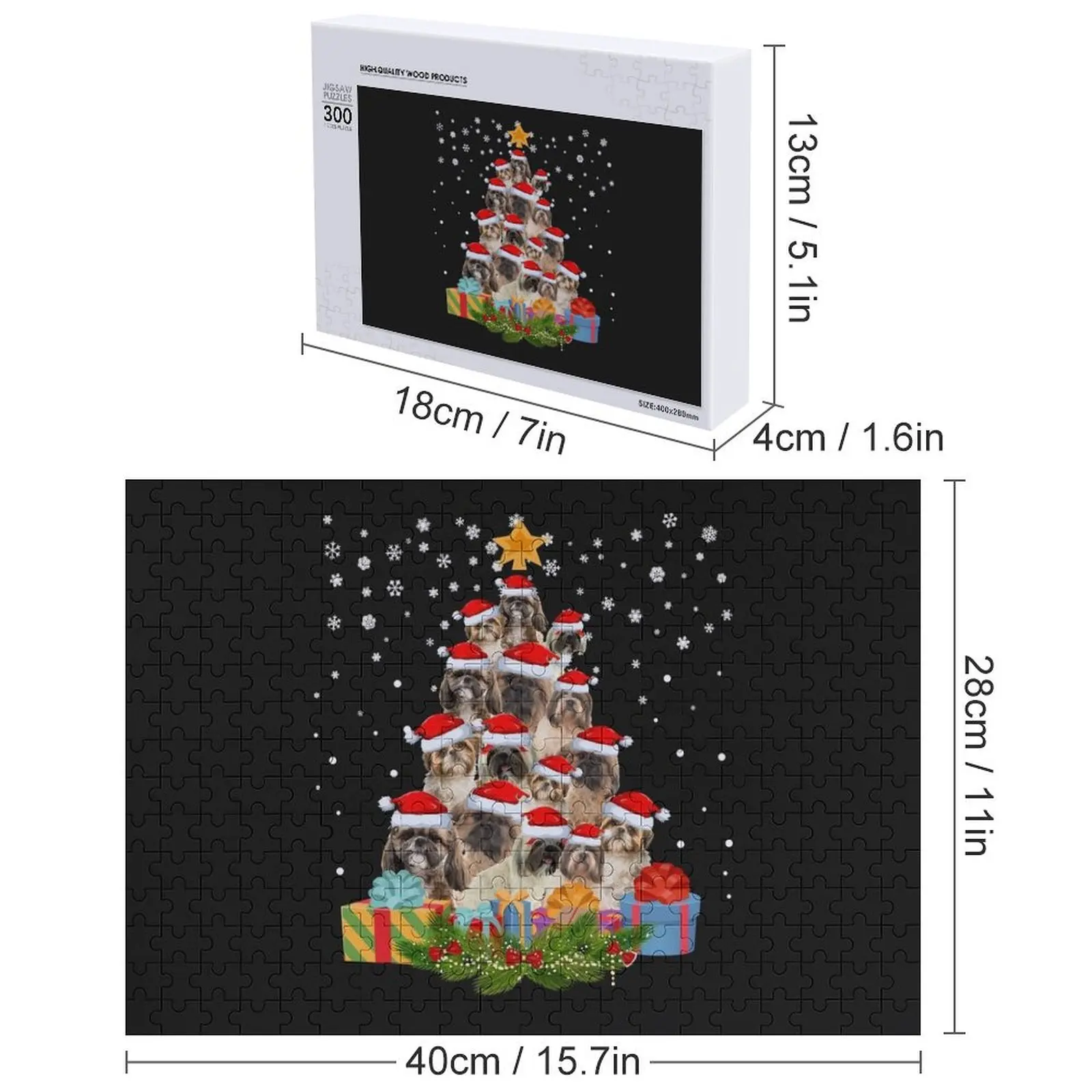 Shih tzu árvore de natal engraçado natal para shih tzu amante do cão quebra-cabeça jogo crianças bebê quebra-cabeça de madeira