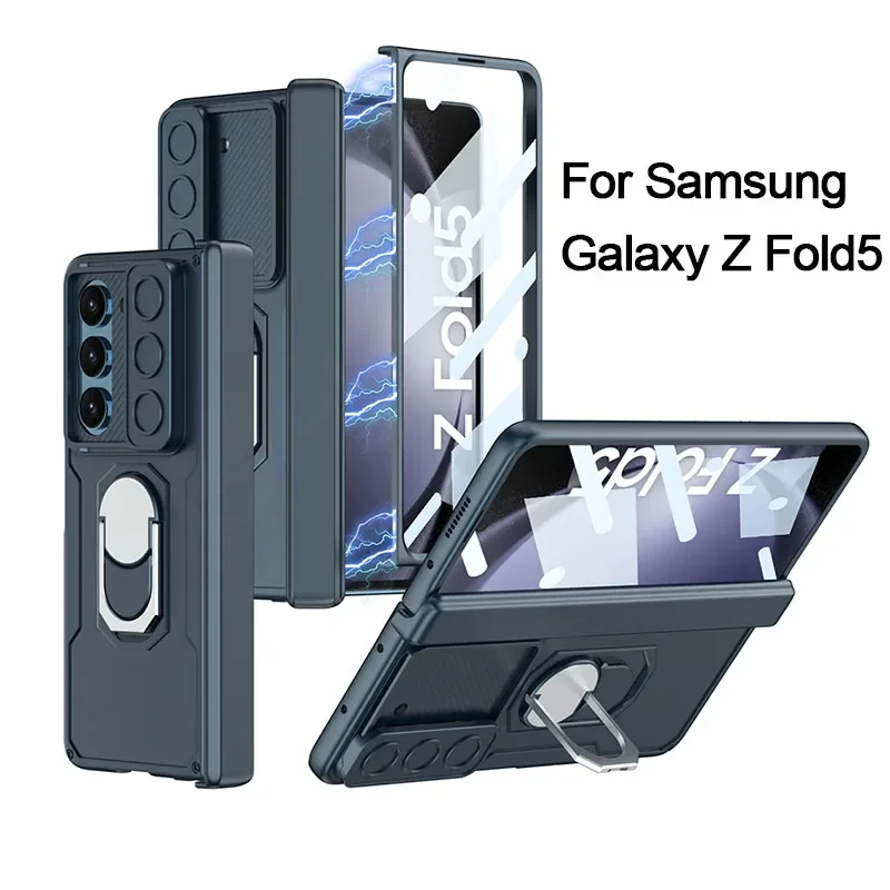 For Samsung Z Fold5 mobile phone case folding Hinge Creative personality magnetic stand Armor protective case fold5