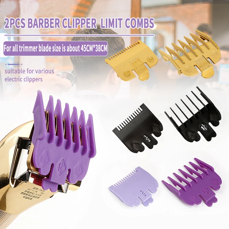 2PCS Plastic Men Hair Clipper Limit Comb Barber Trimmer Har Cutting Guide Replacement Attachment Salon Styling Tools 1.5mm/4.5mm