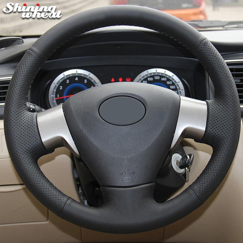 Shining wheat Accessories Black Artificial leather Steering Wheel Cover for Toyota Corolla 2006-2010 Toyota Corolla EX Auris