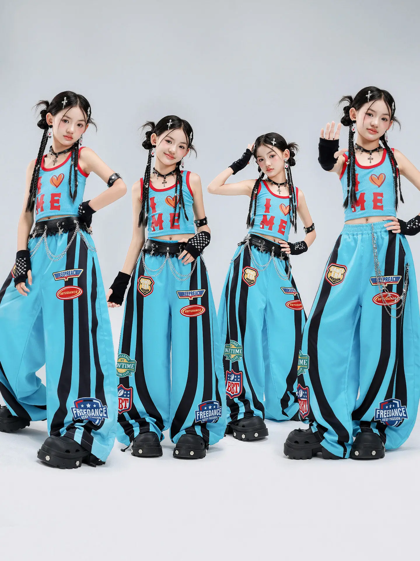 Dopamine Star Jazz Dance Girls Street Dance Outfit Children's Performance Trendy Clothes Female Group Jazz Hip Hop Performanc...