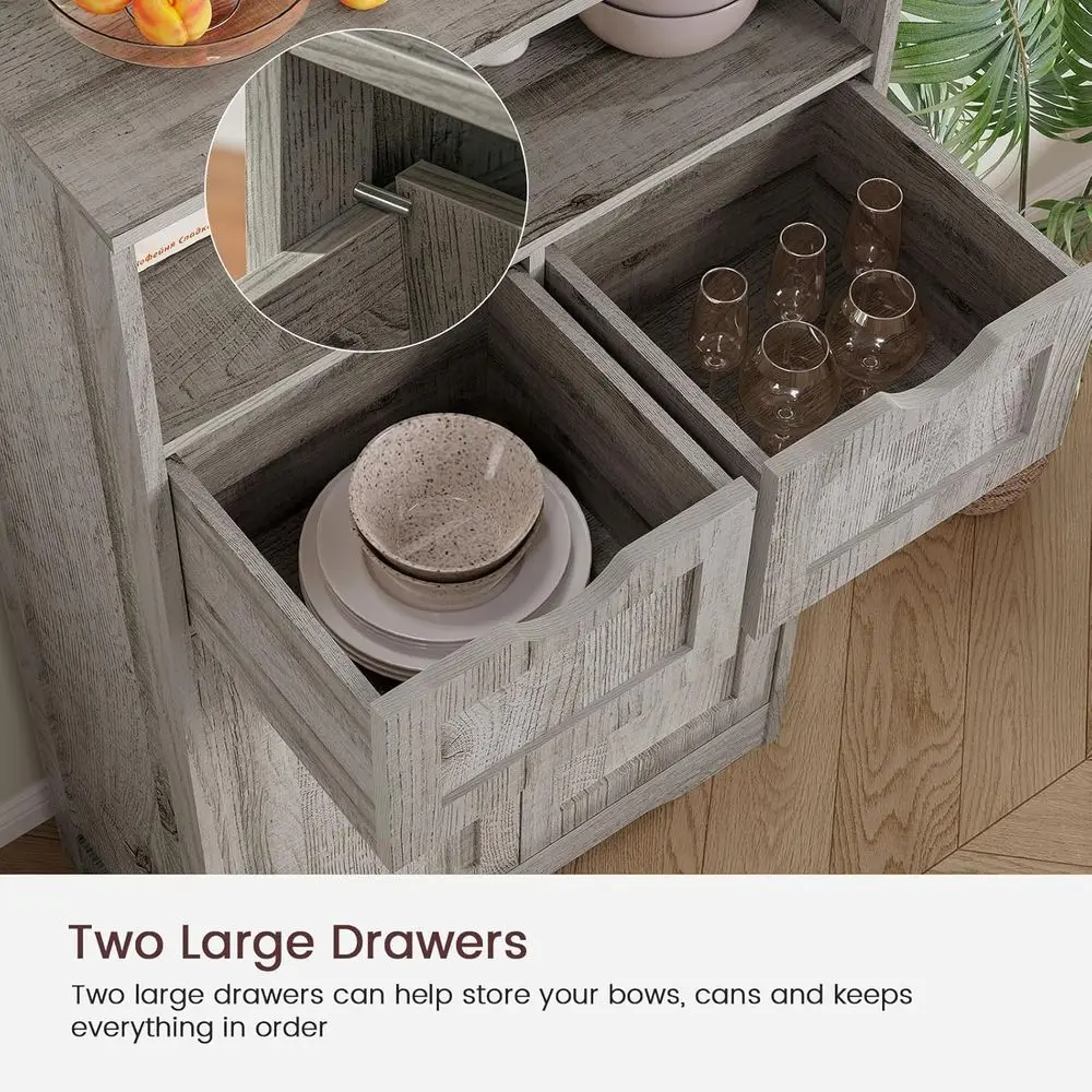 خزانة تخزين ذات درجين باللون الرمادي مع أرفف قابلة للتعديل للمكتب المنزلي والمطبخ ومساحات المعيشة #6