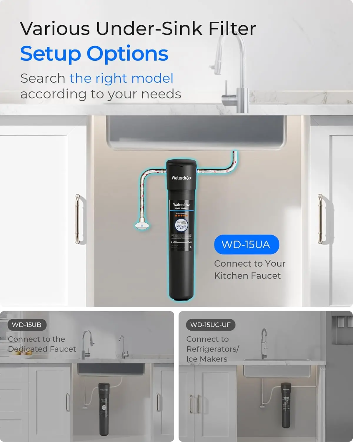Under Sink Water Filter System, 2-Year Life, Reduces Lead & Chlorine, NSF Certified for Pure Drinking Water