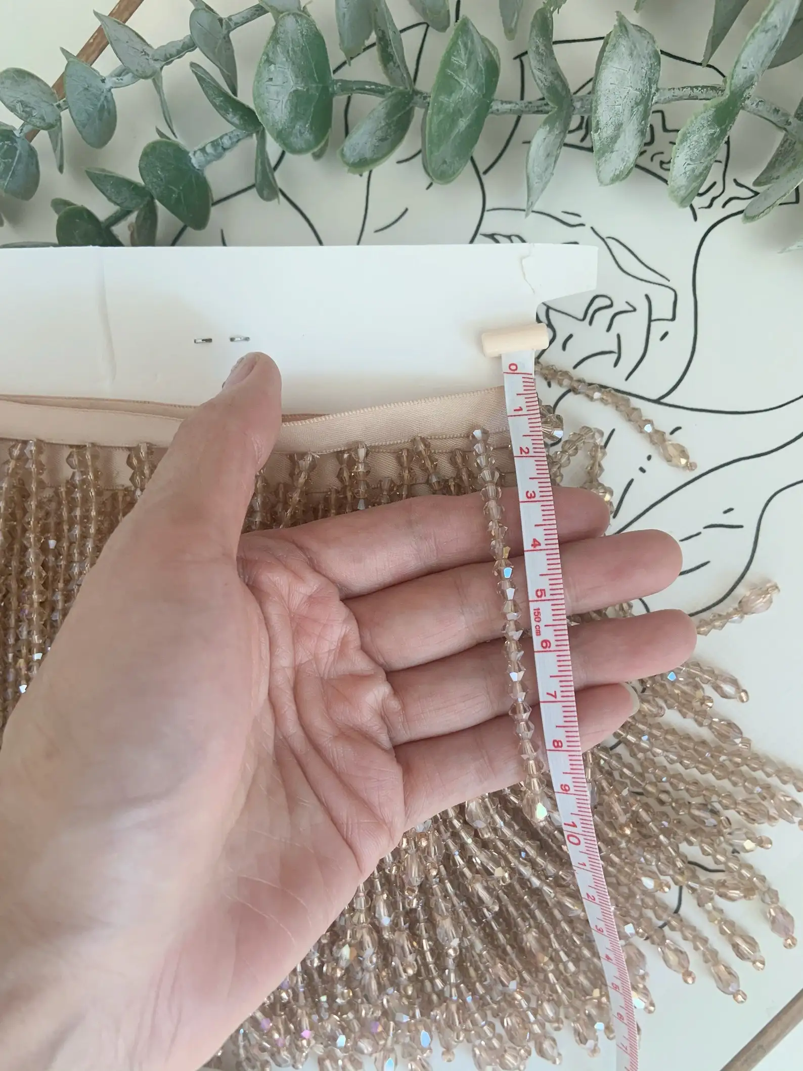 

5 Yards Nude Tan Crystal Fringe Trim for Haute Couture Dance Costume Party Decorations Dress Embellishments Halloween Costume