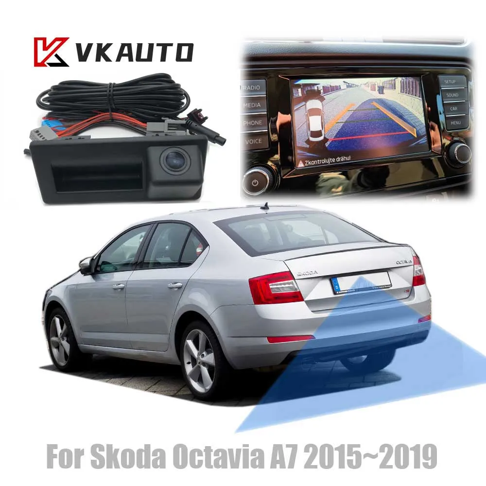 Dynamiczna kamera trajektoria Canbus dla Skoda Octavia A7 5E 2015 ~ 2019 Kamera cofania współpracuje z jednostką Factoy MIB2