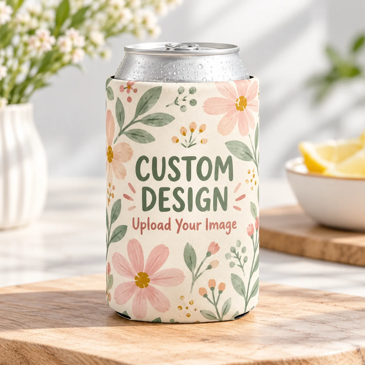 Custom Neoprene Can Cooler, Personalized Photo Print Beverage Can Sleeve for Party Camping Home Decor