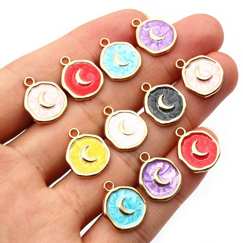 20pcs émail lune charmes pendentif 16x12mm alliage métal bricolage fabrication de bijoux accessoires résultats pour Bracelet boucles d'oreilles collier