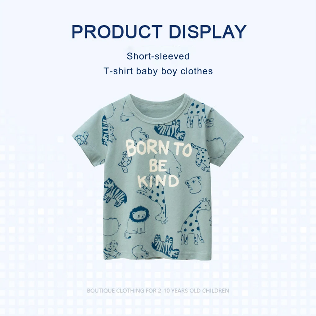 

Cartoon T-shirt Boys Animal Printing Elastic Soft Tees Clothes