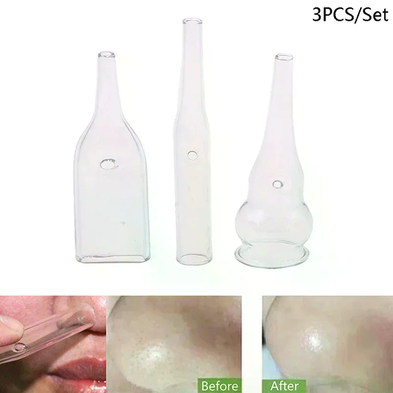 3Pcs/Set Blackhead Removal Glass Pipes Face Pore Cleanser Beauty Machine Vacuum Suction Facial Care Accessories Skin Care Suppl