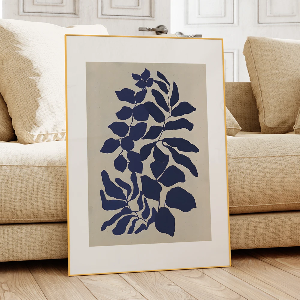 لوحة قماشية زرقاء حديثة على الطراز الاسكندنافي لديكور المنزل ، لوحة فنية لجدار طفل رضيع ، إطار من الألومنيوم ، ملصق مطبوع ، لوحة لغرفة المعيشة #1