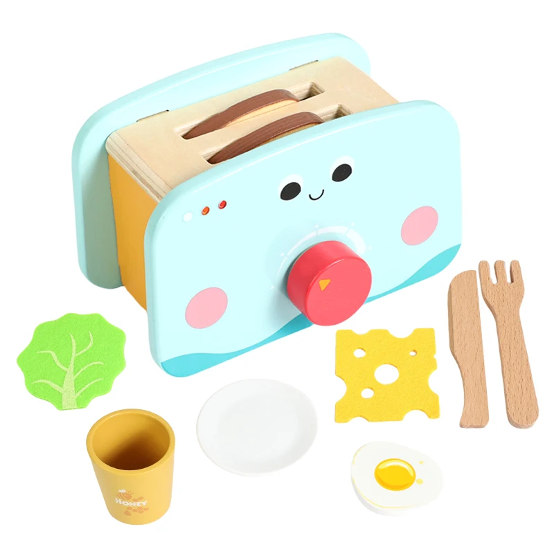 Cozinha de madeira fingir jogar brinquedos simulação máquina de pão de madeira rpg aprendizagem precoce brinquedos educativos para crianças