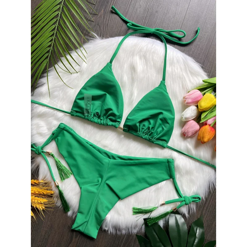 2024New Bikini Printed Tassel Swimsuit Beach Sexy Women's Swimsuit