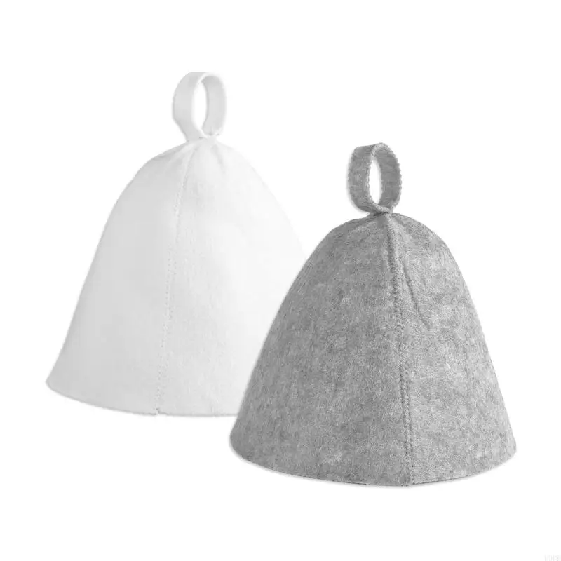U0DE 2PCS หมวกซาวน่าหมวกขนแกะผ้าขนสัตว์สปาหมวกสวมหมวกทนอุณหภูมิสูงหมวกทนอุณหภูมิสูงเหมาะสำหรับห้องน้ำไอน้ำและฝักบัว