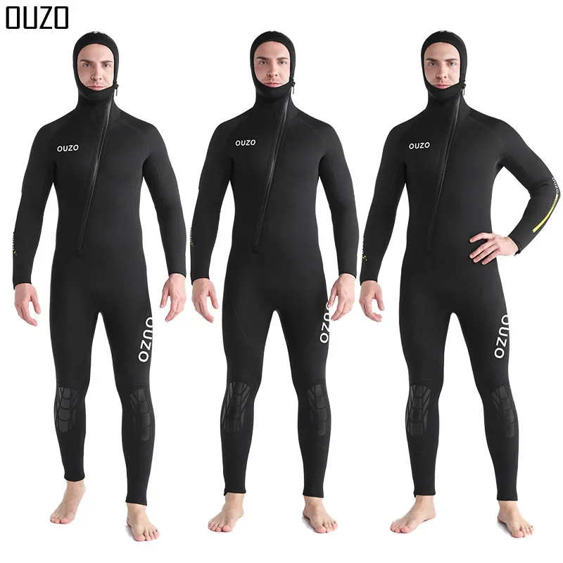 5MM Hunting Swim WetSuit Front Zipper Snorkeling Spearfishing Hooded Diving Suit Neoprene Full Body UnderWater Neoprene