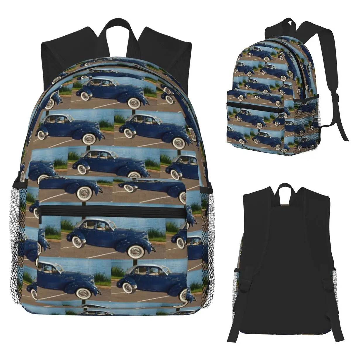 

Classic Car And Scenery Student Backpack School Bag Hiking Travel Daypack for Boys Girls Fashion Bookbag Shoulder Bags