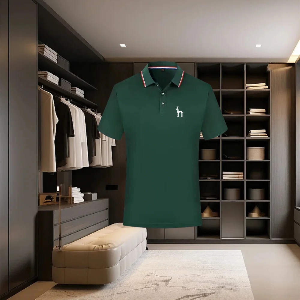 Summer New Men's Business Casual Short Sleeved Shirt Solid Color Polo Shirt Fashionable Breathable Comfortable Versatile Top