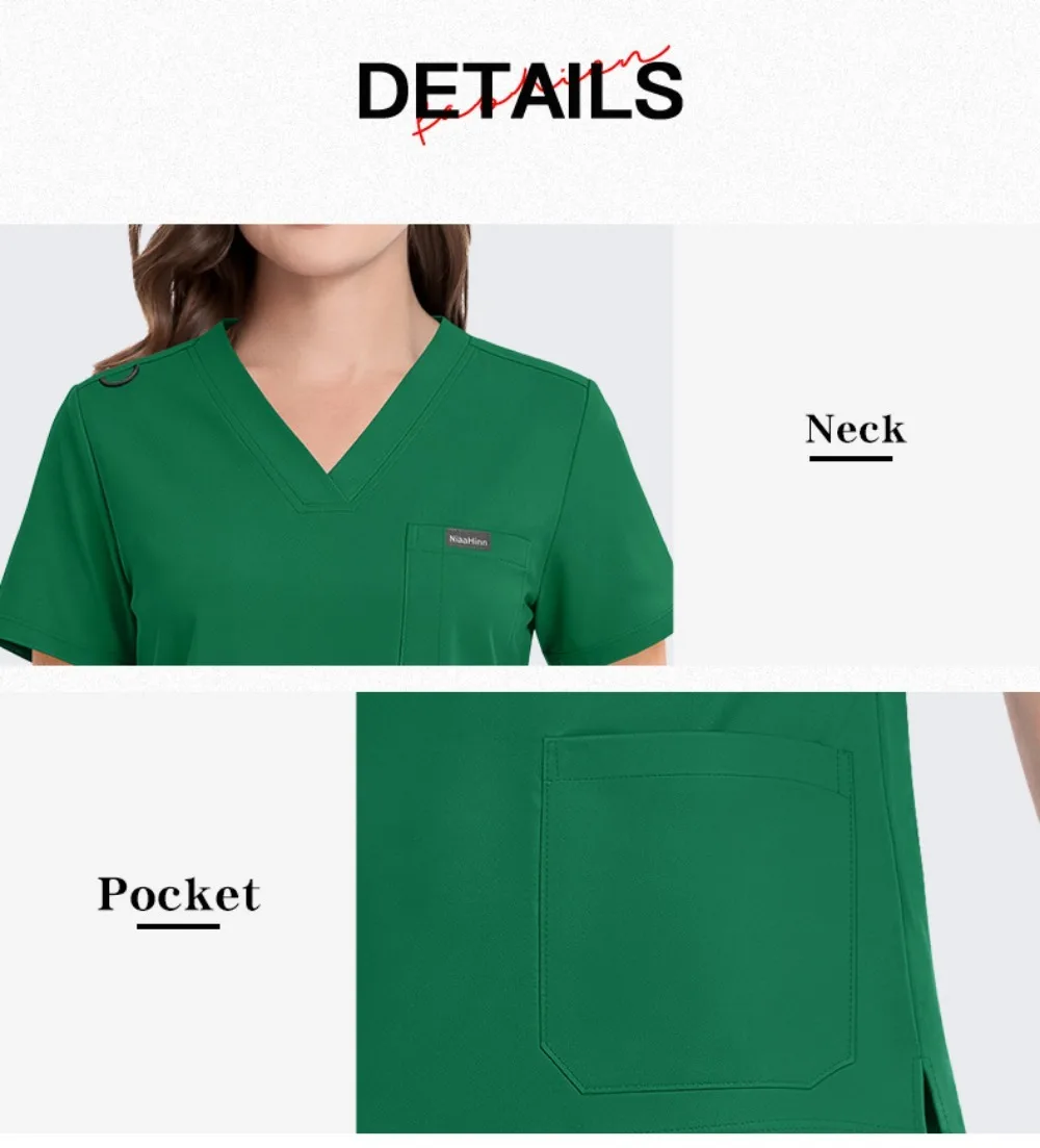 New V-Neck Split Medical Scrubs Set, Surgical Uniforms for Doctors and Nurses, Suitable for Operating Rooms & Beauty Salons