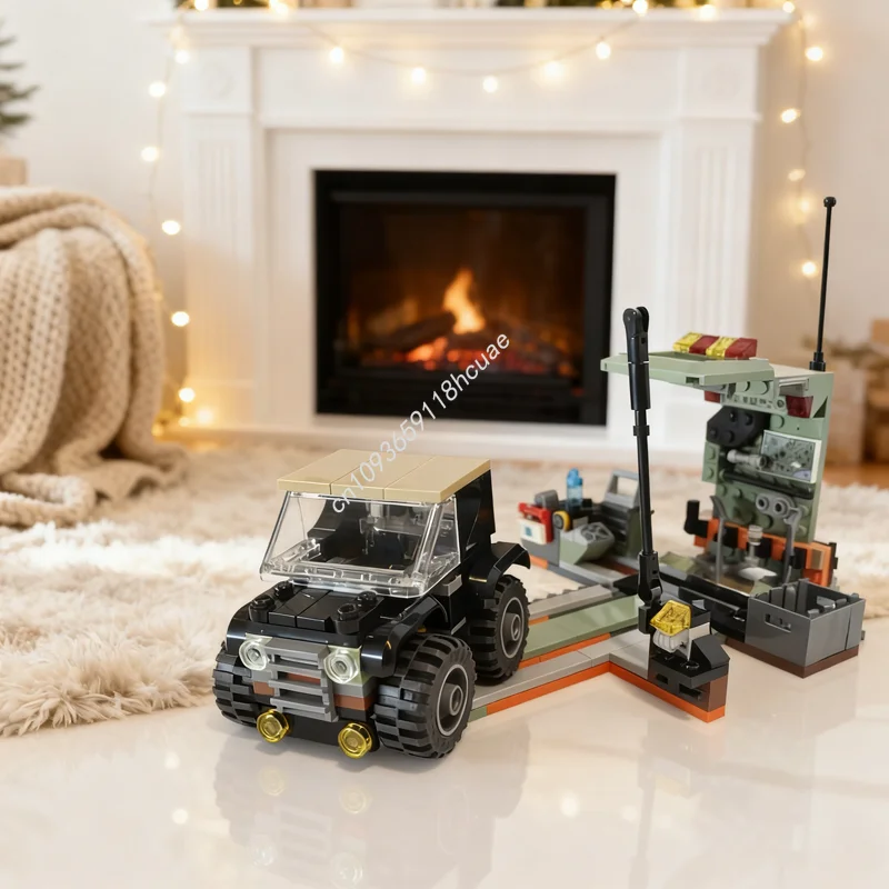 200pcs MOC City CHIBI Jeepped SERVICE STATION Model Building Toys Blocks Construction Christmas Gifts DIY Idea Education