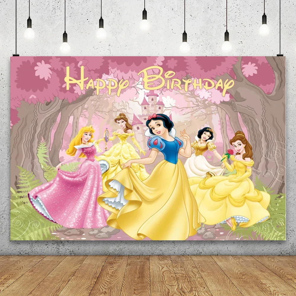 

Disney Cinderelia Sofia Snow White Princess Party Backdrops Birthday Backgrounds Decors Vinyl Cloth Party Baby Shower Supplies