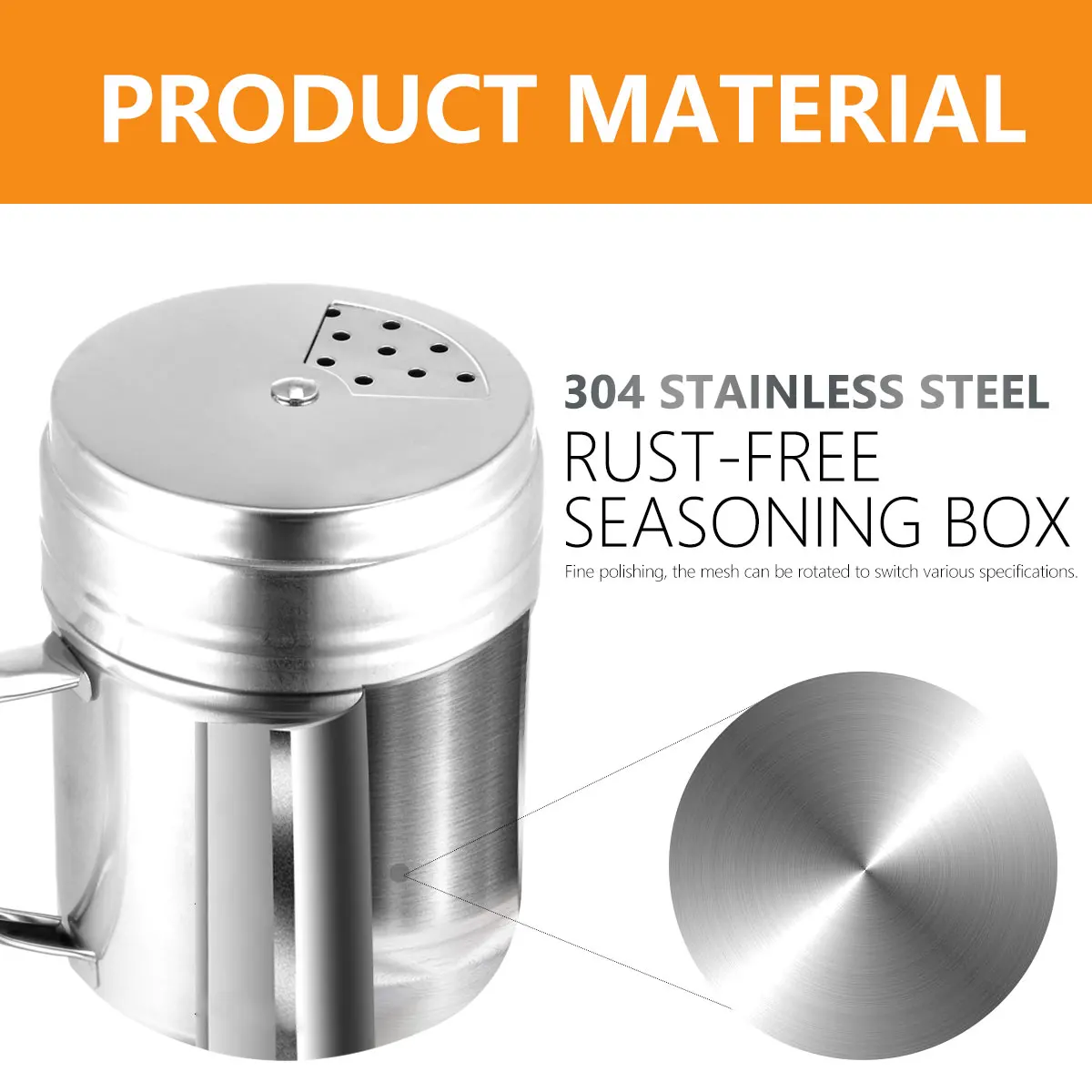 

4 Pcs Seasoning Bottles Rustless Spice Jars Stainless Steel Rotatable Condiment Containers Mesh Holes Adjustable Salt Pepper
