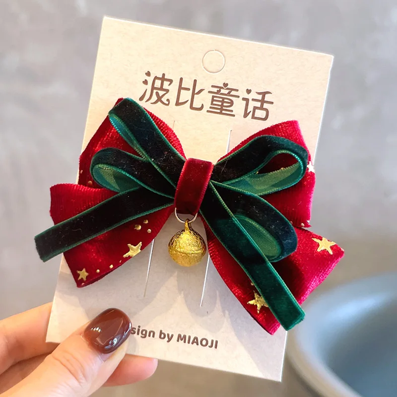 

20 PCS/Lot, High Quality Handmade Velvet Bow Hair Clips For Baby Girls Christmas Gift